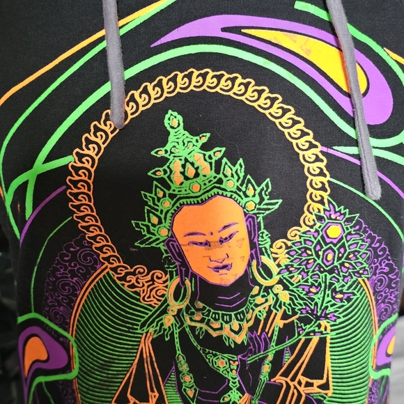 Sweatshirt Hoodie Dress Sleeveless With Neon Glow In The Dark Colors Club Festiv - Picture 4 of 5